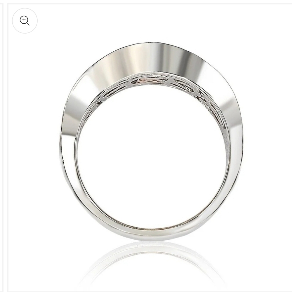 ▪️Suzy Levian ▪️Brown and White Cubic Zirconia Sterling Silver Wavy Ring Size 7 - Picture 4 of 7